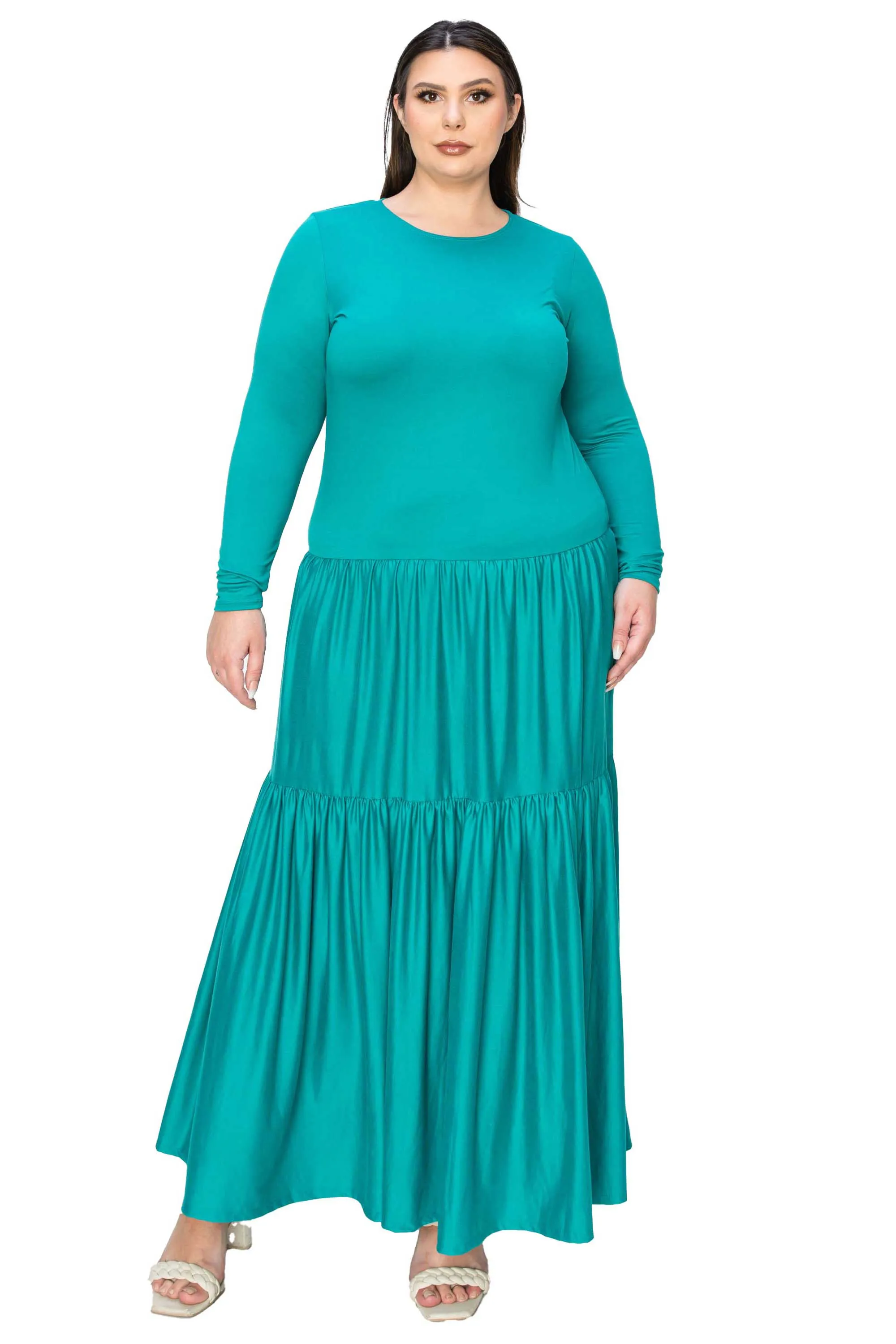 Tiered Maxi Dress with Long Sleeves