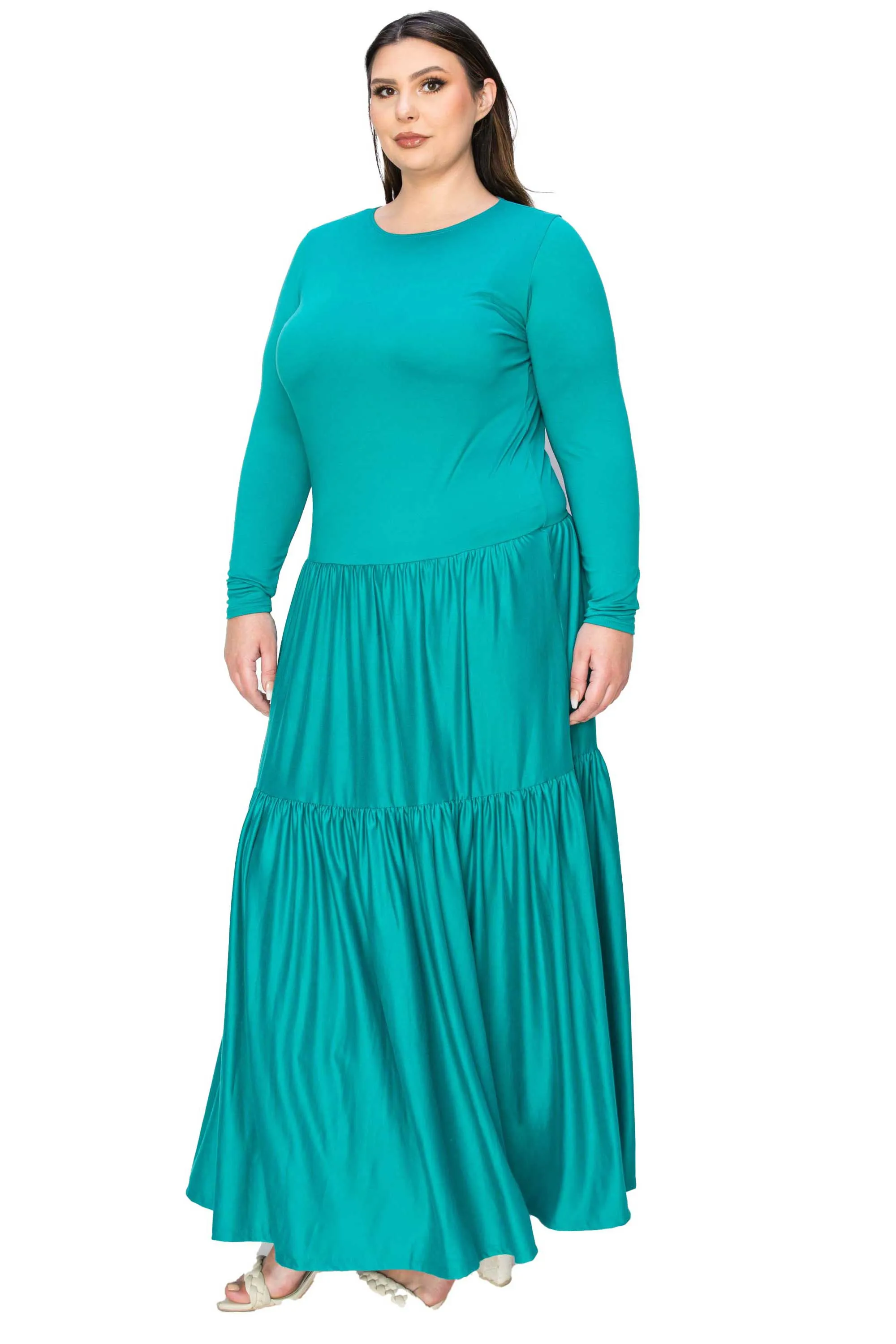 Tiered Maxi Dress with Long Sleeves