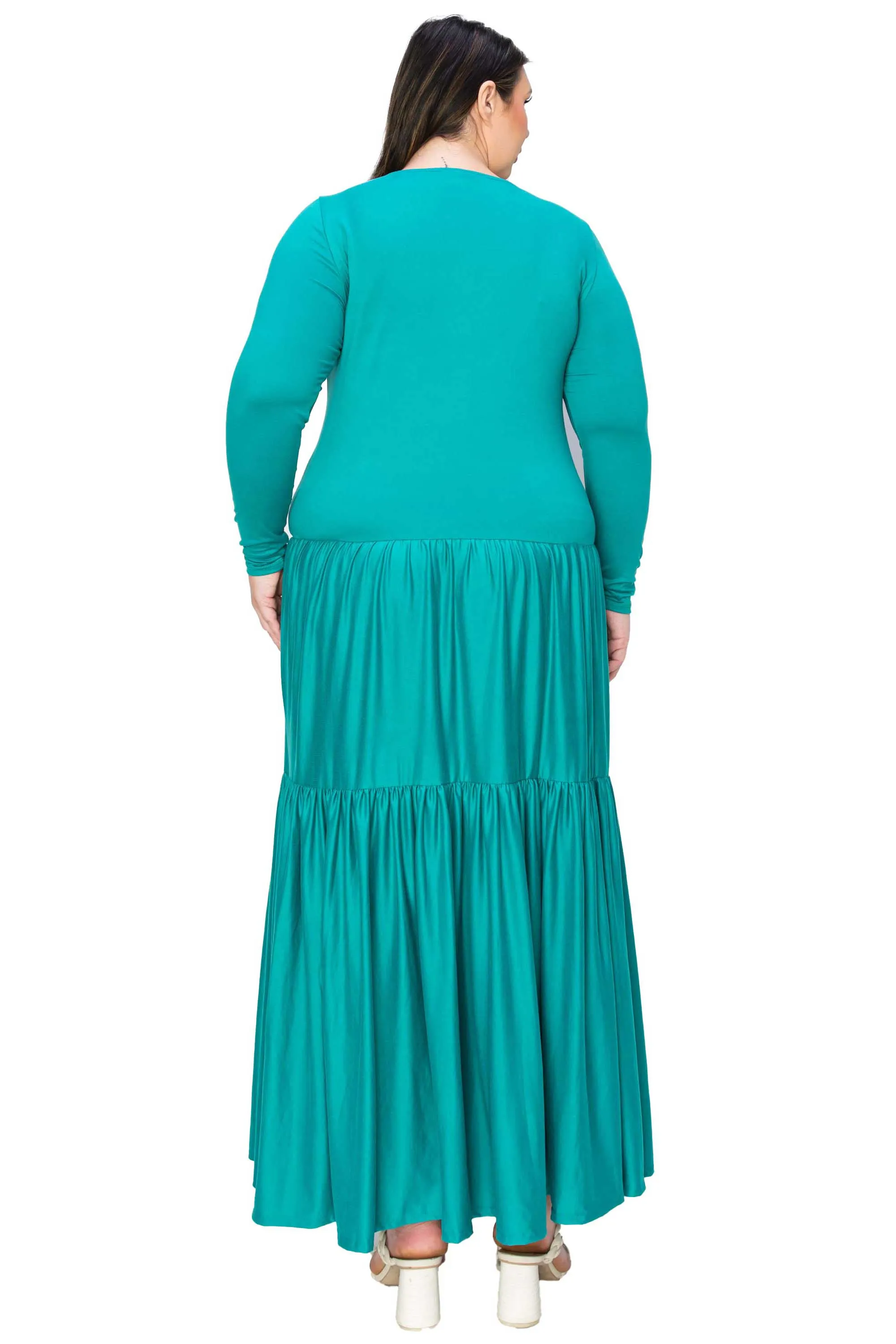 Tiered Maxi Dress with Long Sleeves