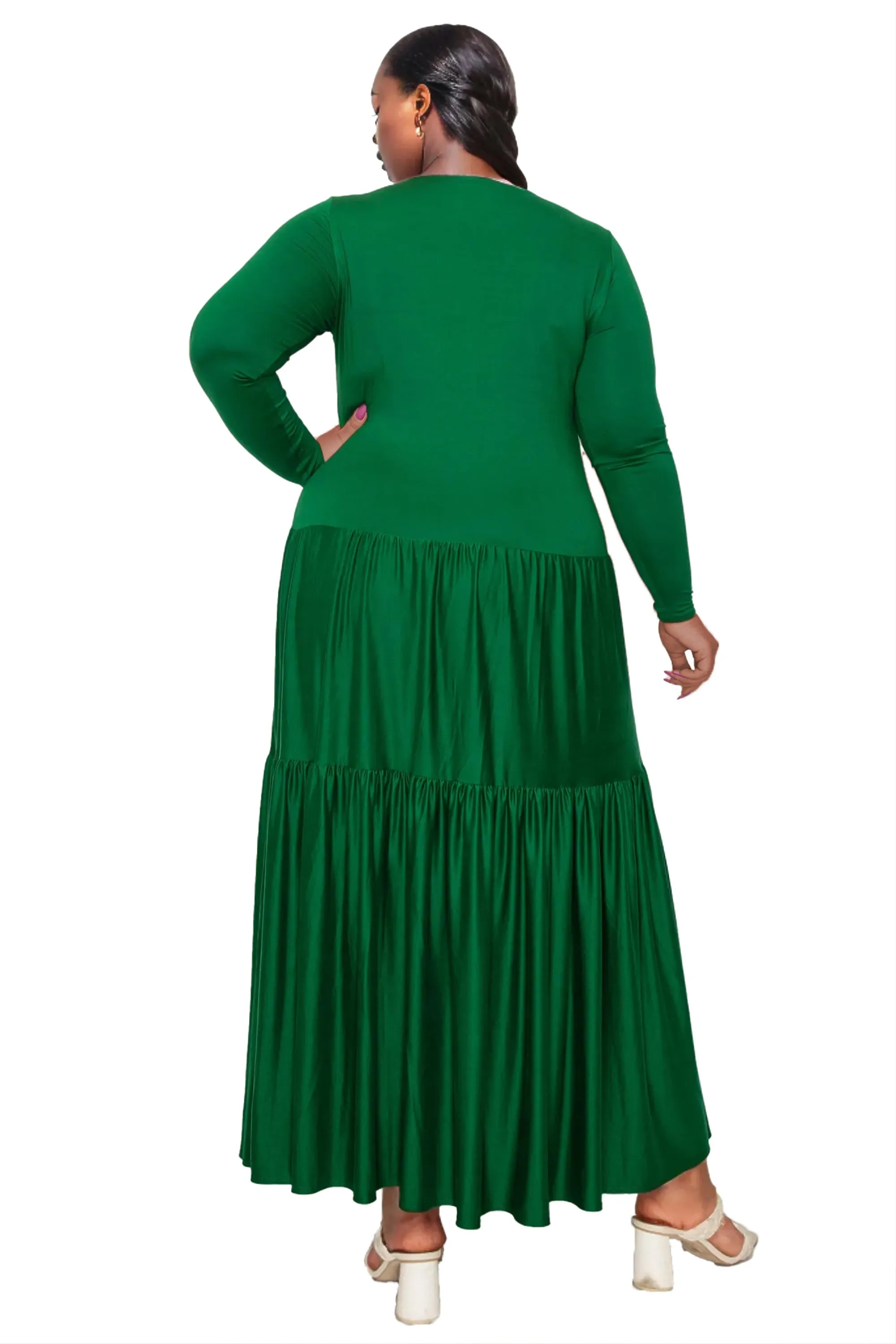 Tiered Maxi Dress with Long Sleeves