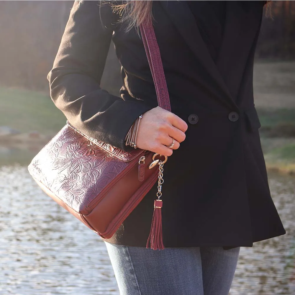 Tooled American Cowhide Leather Concealed Clutch Purse