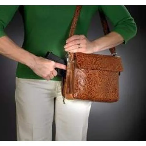 Tooled American Cowhide Leather Concealed Clutch Purse