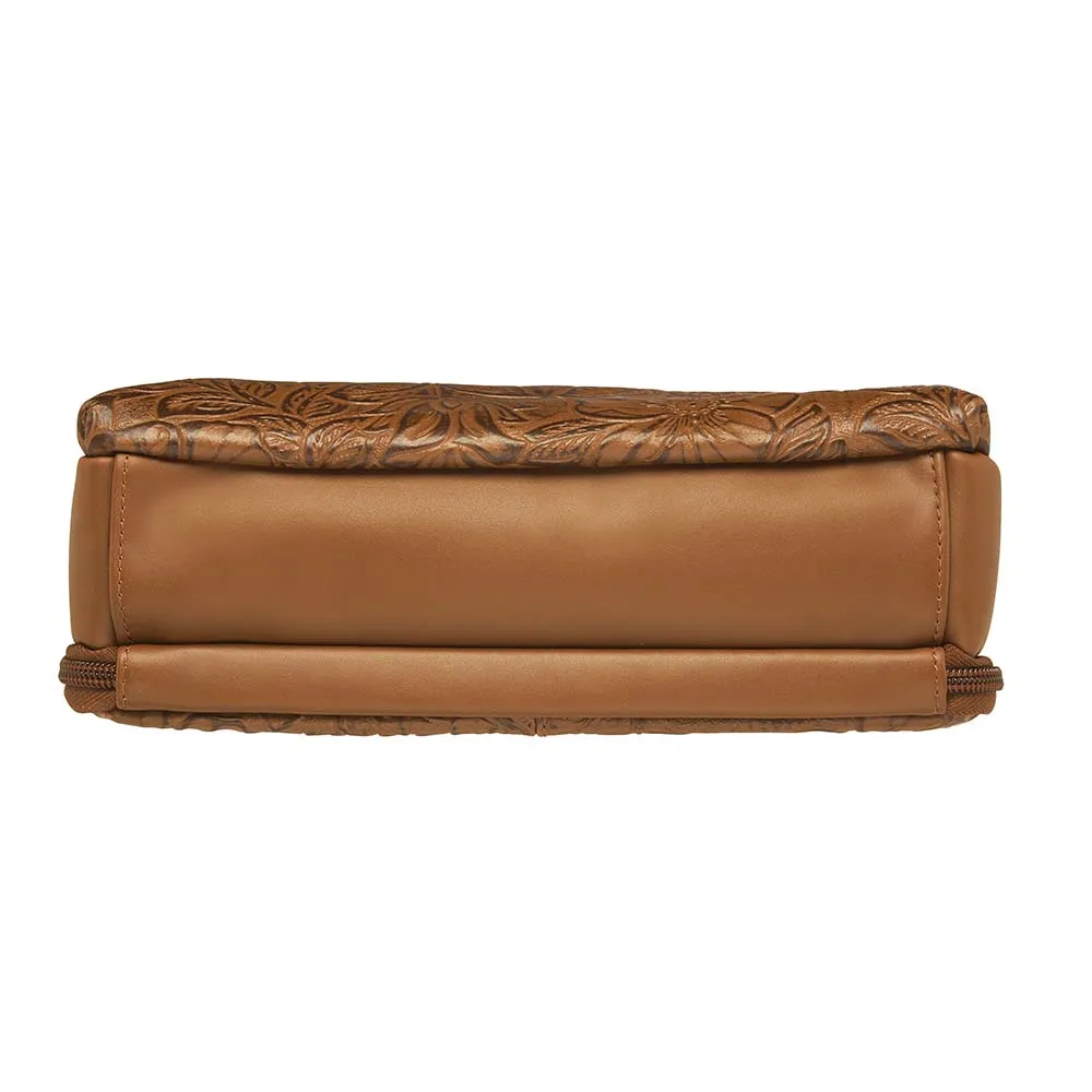 Tooled American Cowhide Leather Concealed Clutch Purse