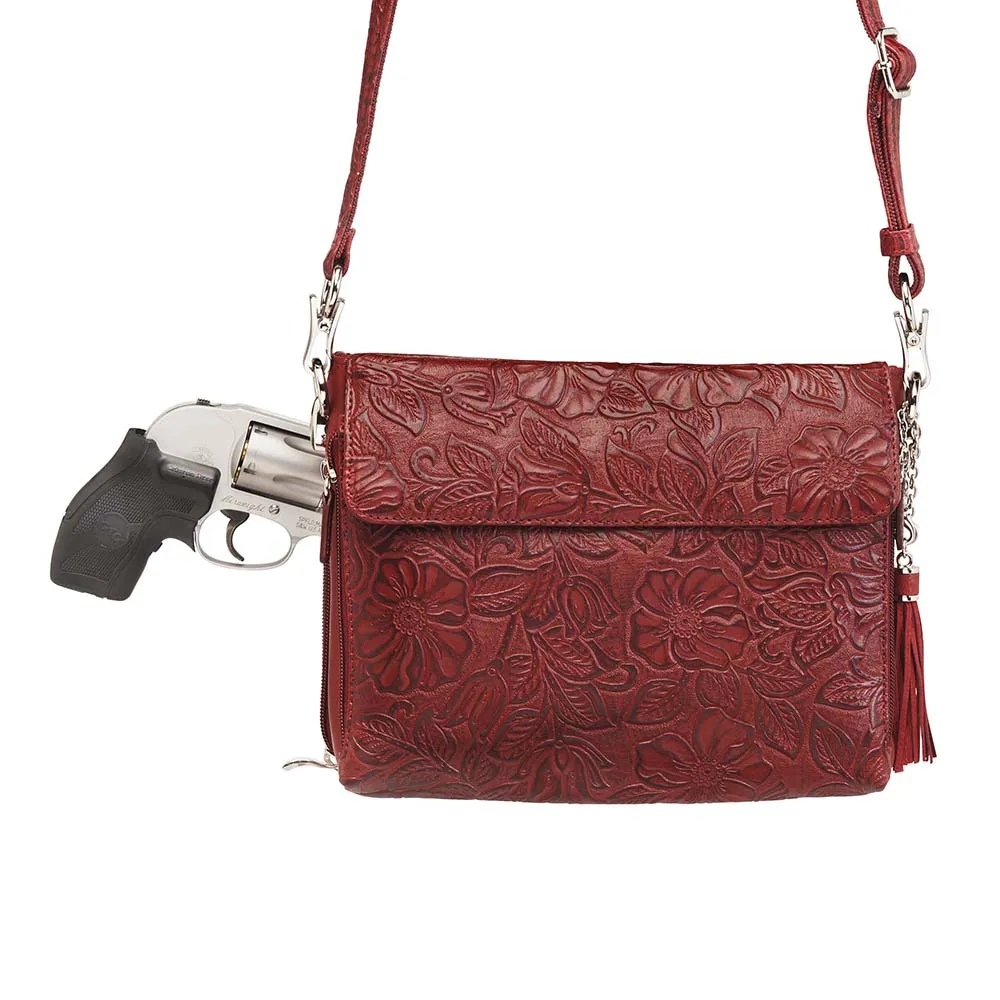 Tooled American Cowhide Leather Concealed Clutch Purse