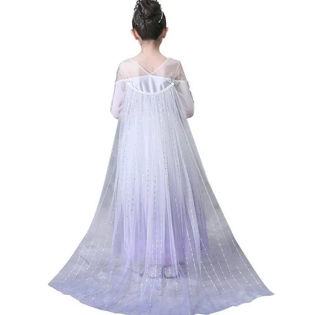 White-Purple Party Costume Princess Dress With Cape