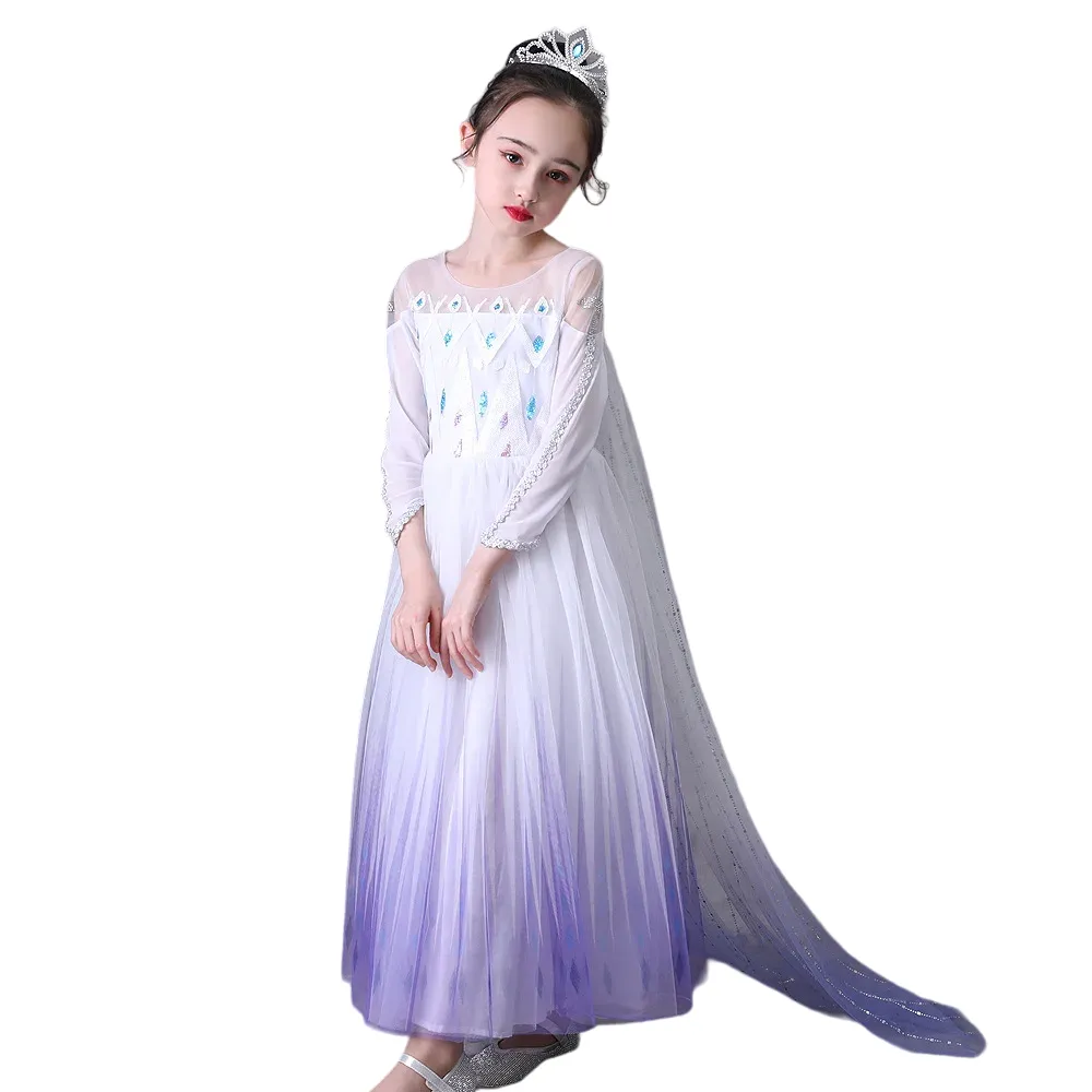 White-Purple Party Costume Princess Dress With Cape