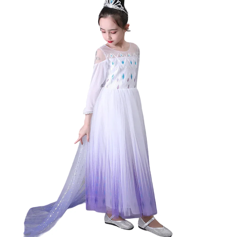 White-Purple Party Costume Princess Dress With Cape