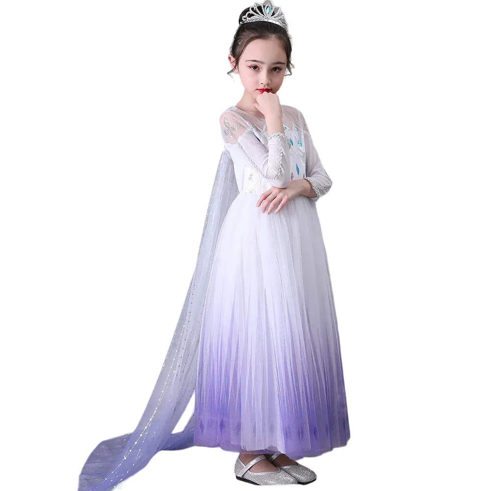 White-Purple Party Costume Princess Dress With Cape