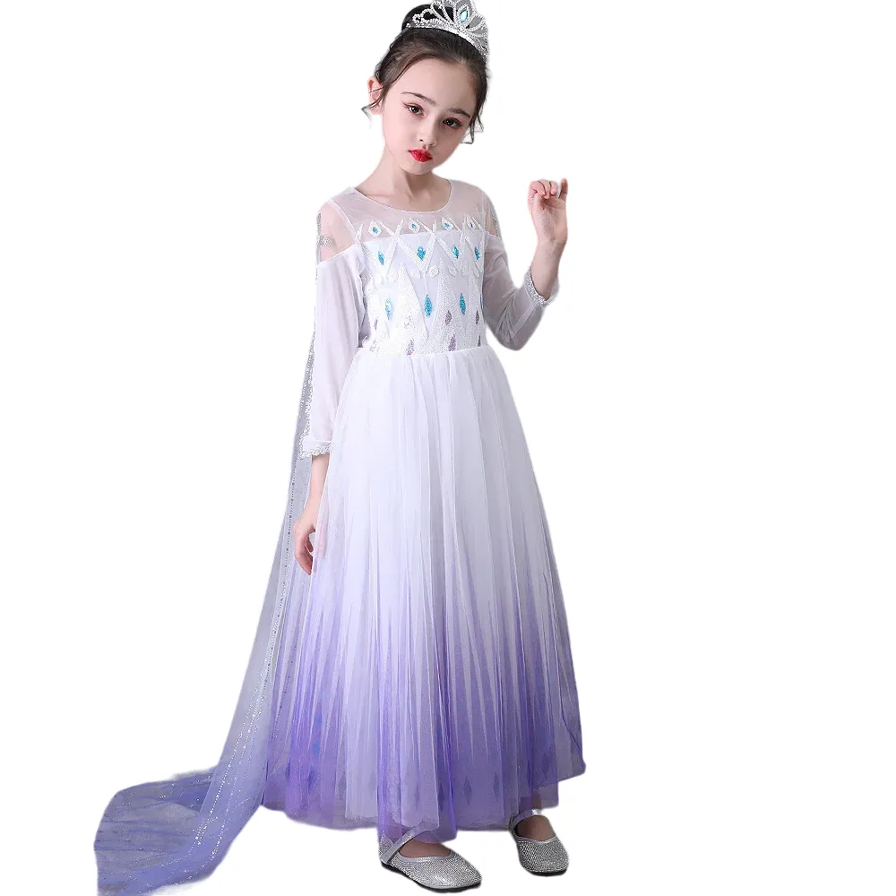 White-Purple Party Costume Princess Dress With Cape