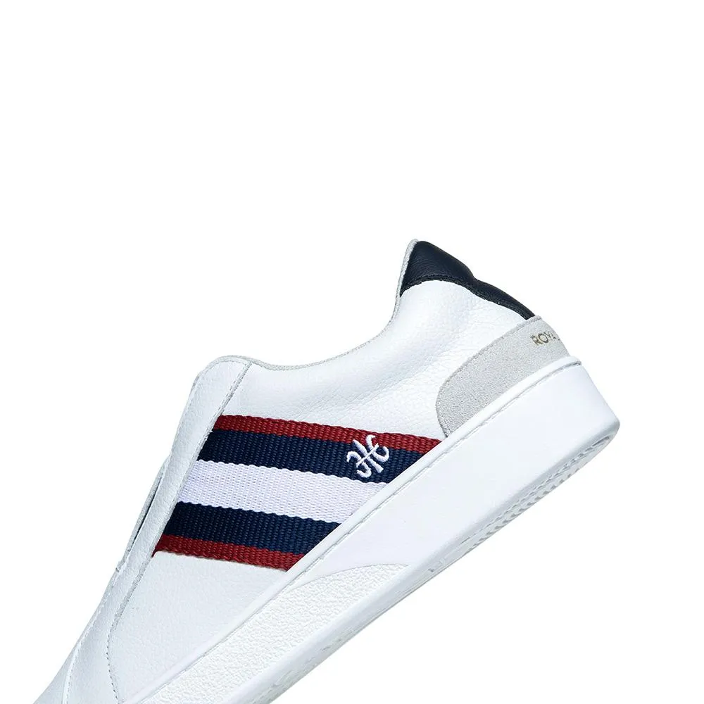 Women's Bishop White Red Blue Leather Sneakers 91712-051