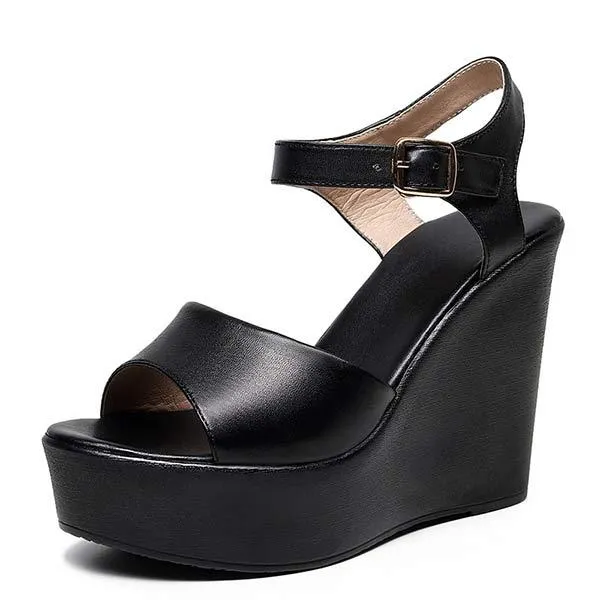 Women'S Buckle Platform Comfort Wedge Sandals 19623196C