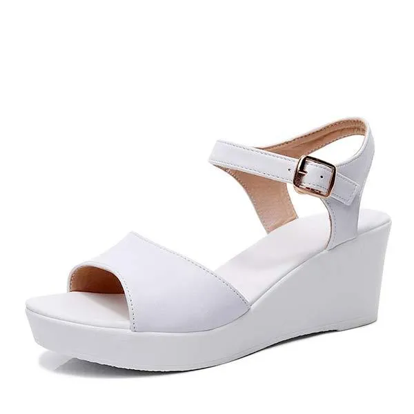 Women'S Buckle Platform Comfort Wedge Sandals 19623196C