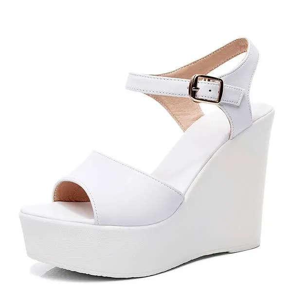 Women'S Buckle Platform Comfort Wedge Sandals 19623196C