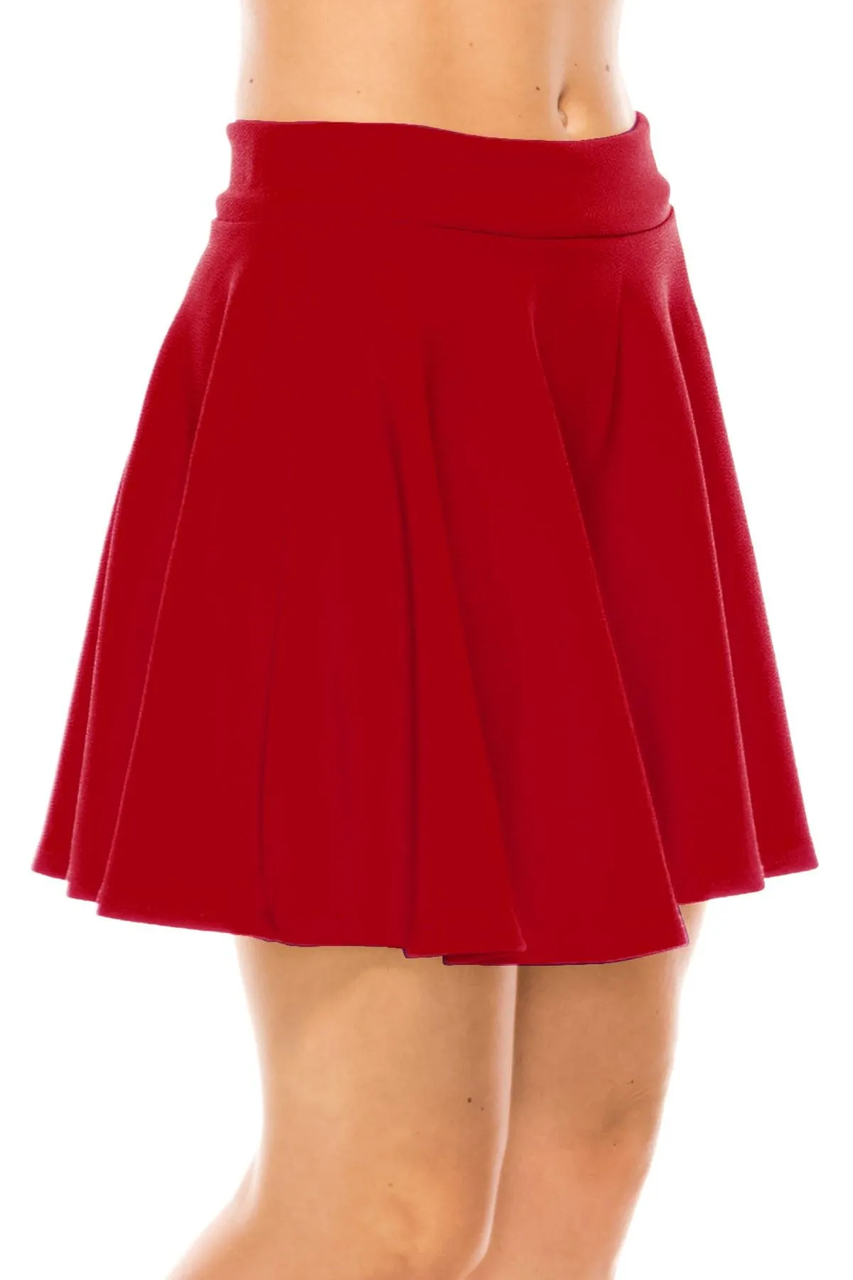 Women's Casual Solid Pull On A-Line  Flared Casual Mini Stretch Skater Skirt